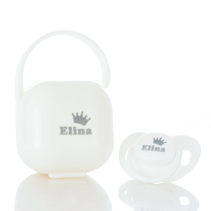 מוצץ וקופסה למוצץ- שם אישי